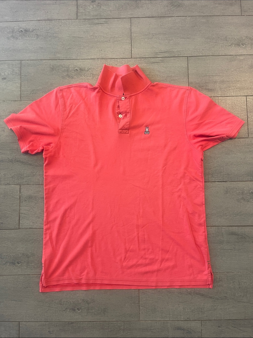 Psycho Bunny Men's Coral Short-Sleeve Polo with Bunny Logo
